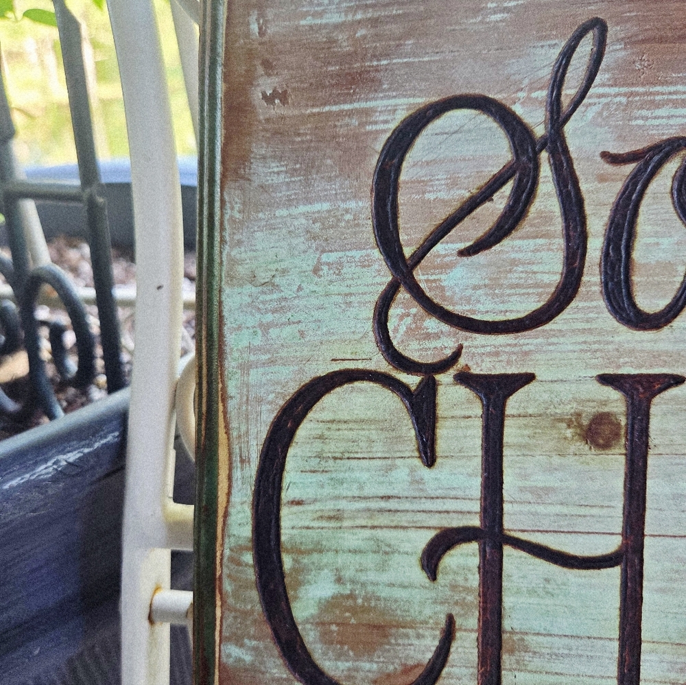 Handmade, Rustic, And Distressed Blue "Southern Charm" Sign - Picture 5 of 7